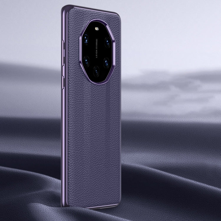 For Huawei Mate 40 RS Litchi Texture Genuine Leather Phone Case(Purple) - Huawei Cases by PMC TechLife | Online Shopping South Africa | PMC TechLife | Buy Now Pay Later Mobicred