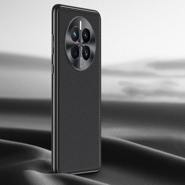 For Huawei Mate 50 Litchi Texture Genuine Leather Phone Case(Black) - Huawei Cases by PMC TechLife | Online Shopping South Africa | PMC TechLife | Buy Now Pay Later Mobicred