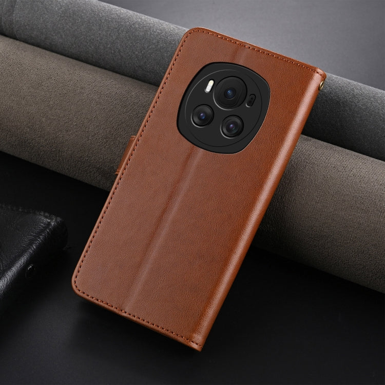 For Honor Magic6 AZNS Sheepskin Texture Flip Leather Phone Case(Brown) - free shipping - PMC Jewellery - Order now!