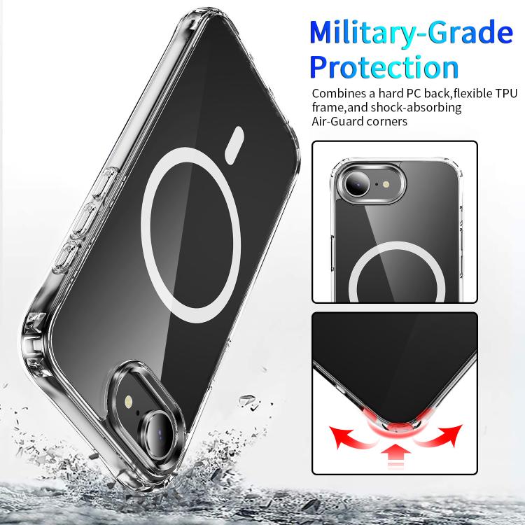 For iPhone 16e Four Corner Airbags MagSafe Magnetic Phone Case(Transparent) - iPhone 16e Cases by PMC TechLife | Online Shopping South Africa | PMC TechLife | Buy Now Pay Later Mobicred