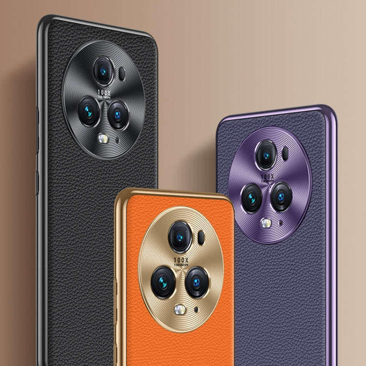 For Honor 90 Litchi Texture Genuine Leather Phone Case(Orange) - Honor Cases by PMC TechLife | Online Shopping South Africa | PMC TechLife | Buy Now Pay Later Mobicred