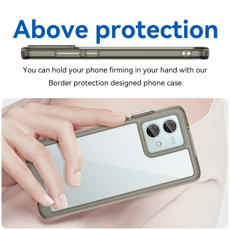 For Motorola Moto G84 Colorful Series Acrylic Hybrid TPU Phone Case(Transparent Grey) - Motorola Cases by PMC TechLife | Online Shopping South Africa | PMC TechLife | Buy Now Pay Later Mobicred