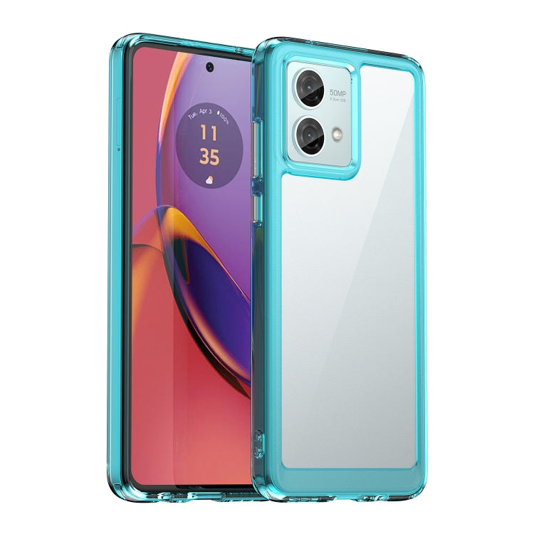 For Motorola Moto G84 Colorful Series Acrylic Hybrid TPU Phone Case(Transparent Blue) - Motorola Cases by PMC TechLife | Online Shopping South Africa | PMC TechLife | Buy Now Pay Later Mobicred