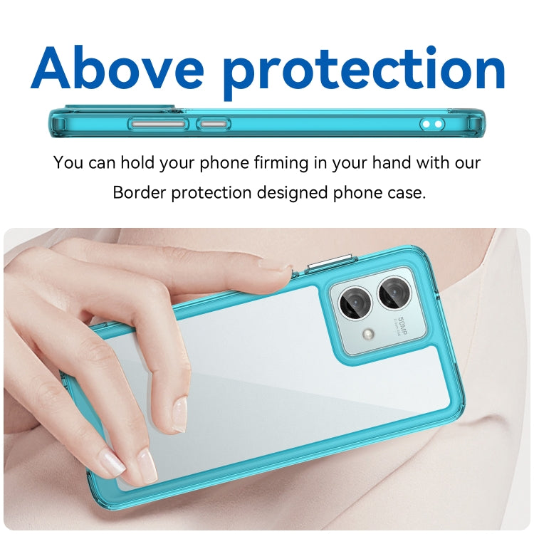 For Motorola Moto G84 Colorful Series Acrylic Hybrid TPU Phone Case(Transparent Blue) - Motorola Cases by PMC TechLife | Online Shopping South Africa | PMC TechLife | Buy Now Pay Later Mobicred