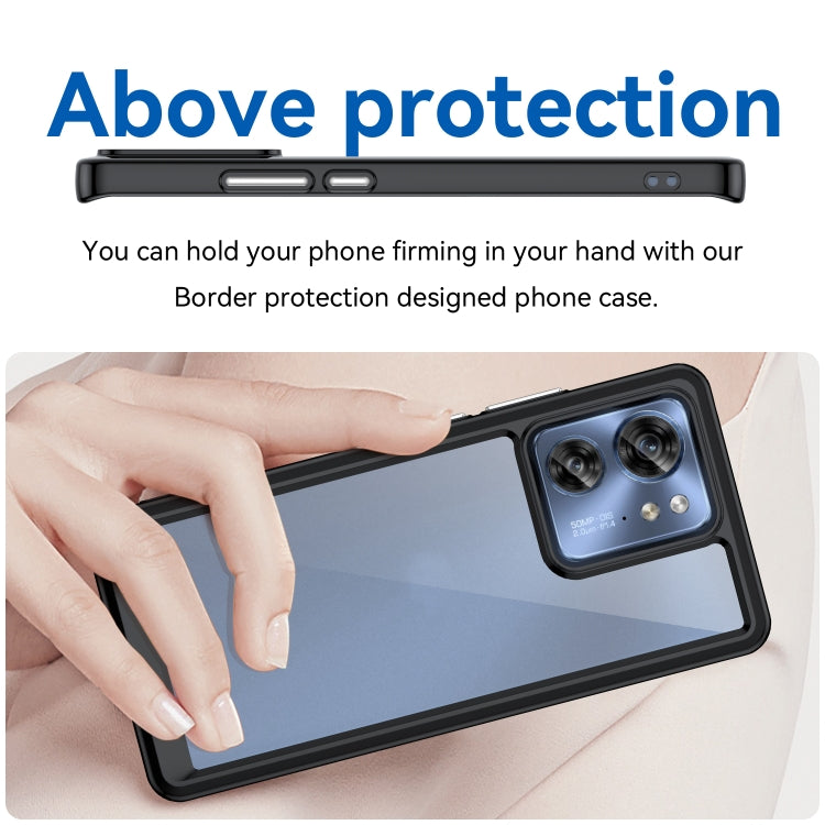 For Motorola Edge 2023 US Colorful Series Acrylic Hybrid TPU Phone Case(Black) - Motorola Cases by PMC TechLife | Online Shopping South Africa | PMC TechLife | Buy Now Pay Later Mobicred
