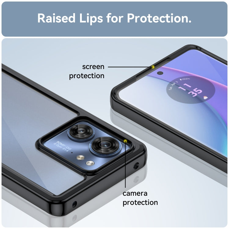 For Motorola Edge 2023 US Colorful Series Acrylic Hybrid TPU Phone Case(Black) - Motorola Cases by PMC TechLife | Online Shopping South Africa | PMC TechLife | Buy Now Pay Later Mobicred