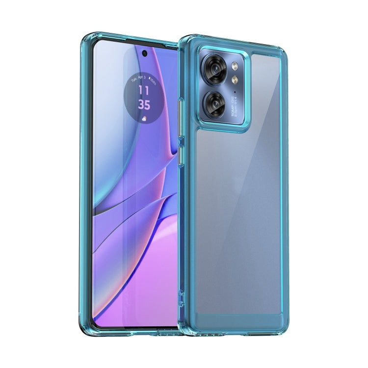 For Motorola Edge 2023 US Colorful Series Acrylic Hybrid TPU Phone Case(Transparent Blue) - free shipping - PMC TechLife - Order now!