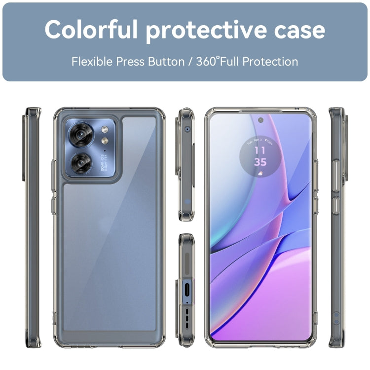 For Motorola Edge 2023 Global Colorful Series Acrylic Hybrid TPU Phone Case(Transparent Grey) - Motorola Cases by PMC TechLife | Online Shopping South Africa | PMC TechLife | Buy Now Pay Later Mobicred