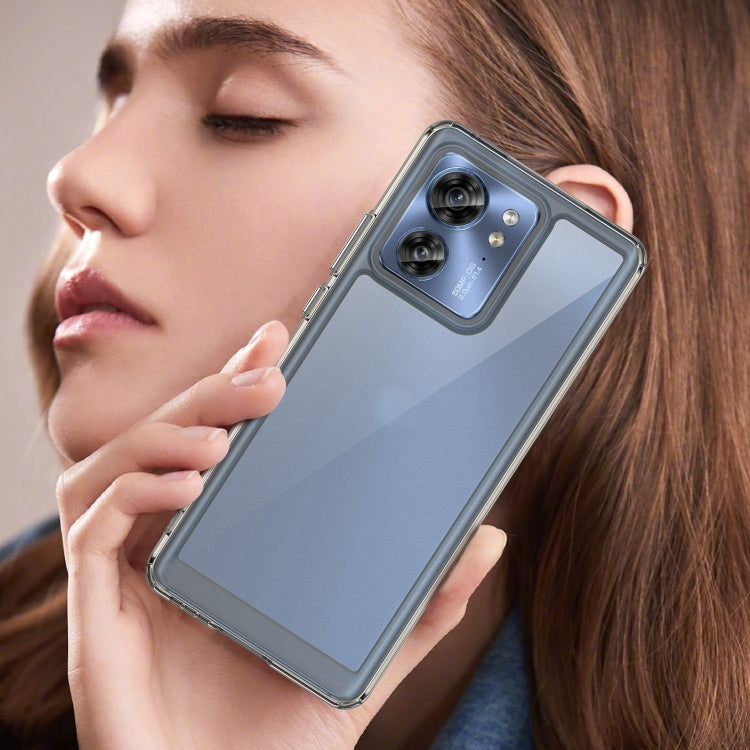 For Motorola Edge 2023 Global Colorful Series Acrylic Hybrid TPU Phone Case(Transparent Grey) - Motorola Cases by PMC TechLife | Online Shopping South Africa | PMC TechLife | Buy Now Pay Later Mobicred