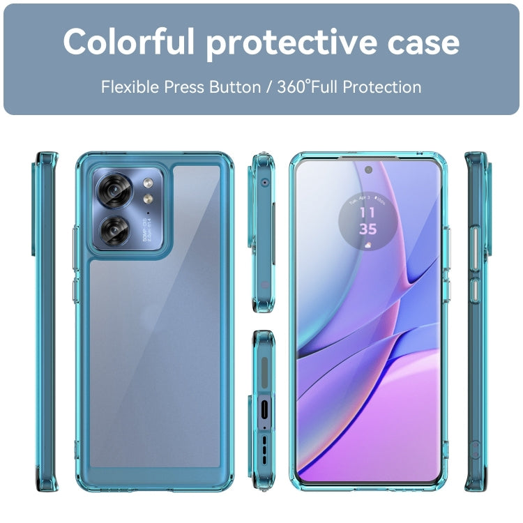 For Motorola Edge 2023 Global Colorful Series Acrylic Hybrid TPU Phone Case(Transparent Blue) - Motorola Cases by PMC TechLife | Online Shopping South Africa | PMC TechLife | Buy Now Pay Later Mobicred