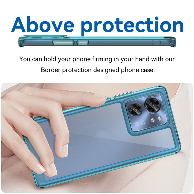 For Motorola Edge 2023 Global Colorful Series Acrylic Hybrid TPU Phone Case(Transparent Blue) - Motorola Cases by PMC TechLife | Online Shopping South Africa | PMC TechLife | Buy Now Pay Later Mobicred