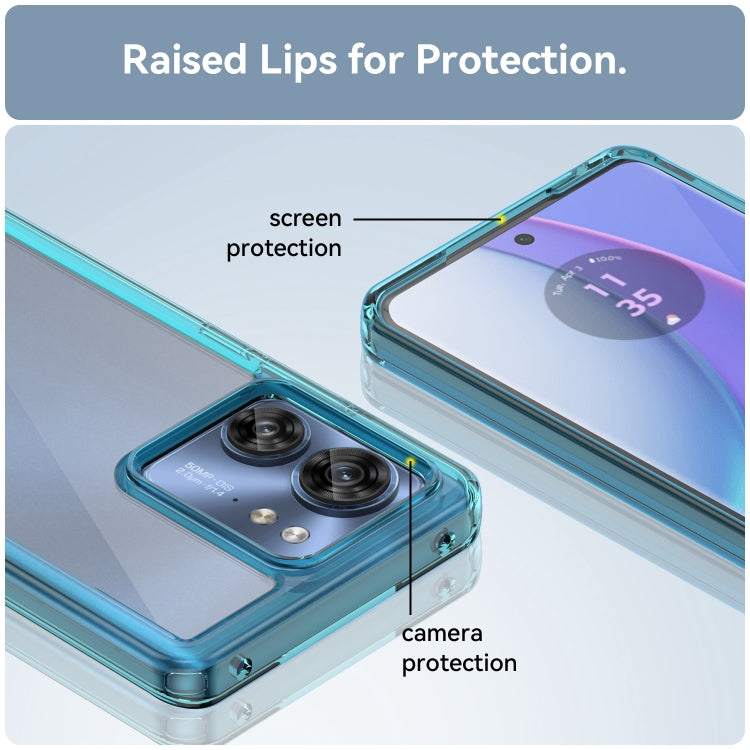 For Motorola Edge 2023 Global Colorful Series Acrylic Hybrid TPU Phone Case(Transparent Blue) - Motorola Cases by PMC TechLife | Online Shopping South Africa | PMC TechLife | Buy Now Pay Later Mobicred