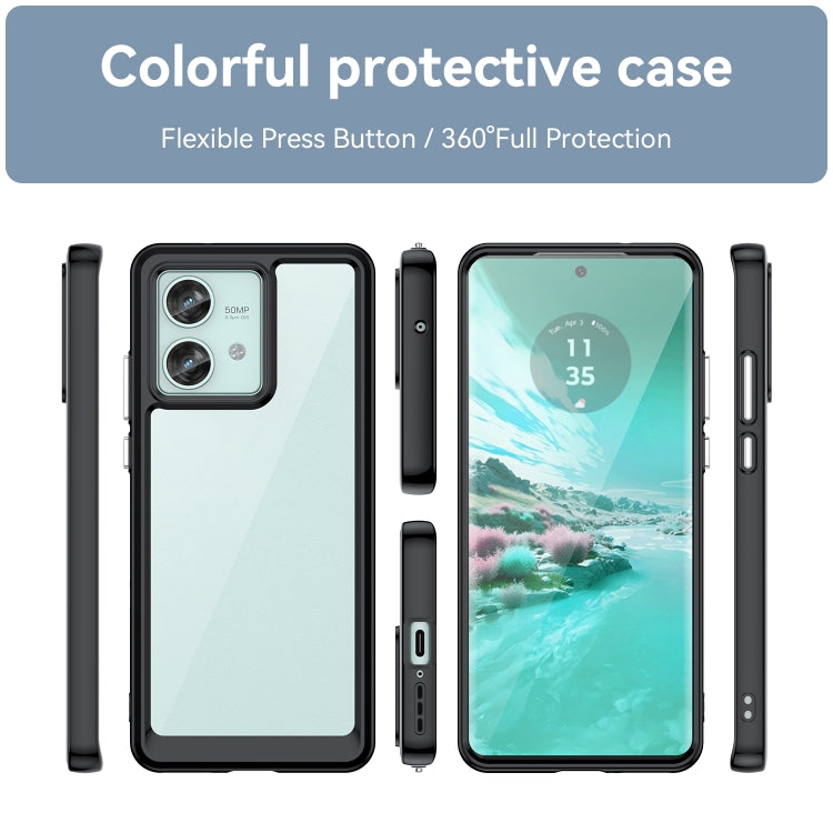 For Motorola Edge 40 Neo Colorful Series Acrylic Hybrid TPU Phone Case(Black) - Motorola Cases by PMC TechLife | Online Shopping South Africa | PMC TechLife | Buy Now Pay Later Mobicred