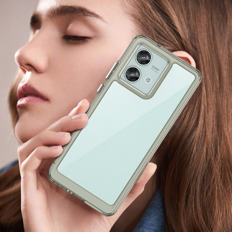 For Motorola Edge 40 Neo Colorful Series Acrylic Hybrid TPU Phone Case(Transparent Grey) - Motorola Cases by PMC TechLife | Online Shopping South Africa | PMC TechLife | Buy Now Pay Later Mobicred