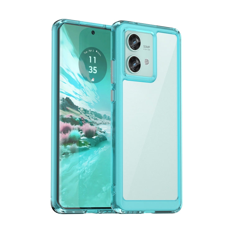 For Motorola Edge 40 Neo Colorful Series Acrylic Hybrid TPU Phone Case(Transparent Blue) - Motorola Cases by PMC TechLife | Online Shopping South Africa | PMC TechLife | Buy Now Pay Later Mobicred