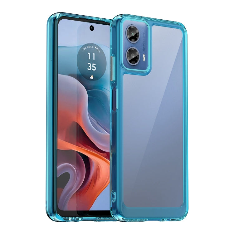For Motorola Moto G34 Colorful Series Acrylic Hybrid TPU Phone Case(Transparent Blue) - Motorola Cases by PMC TechLife | Online Shopping South Africa | PMC TechLife | Buy Now Pay Later Mobicred