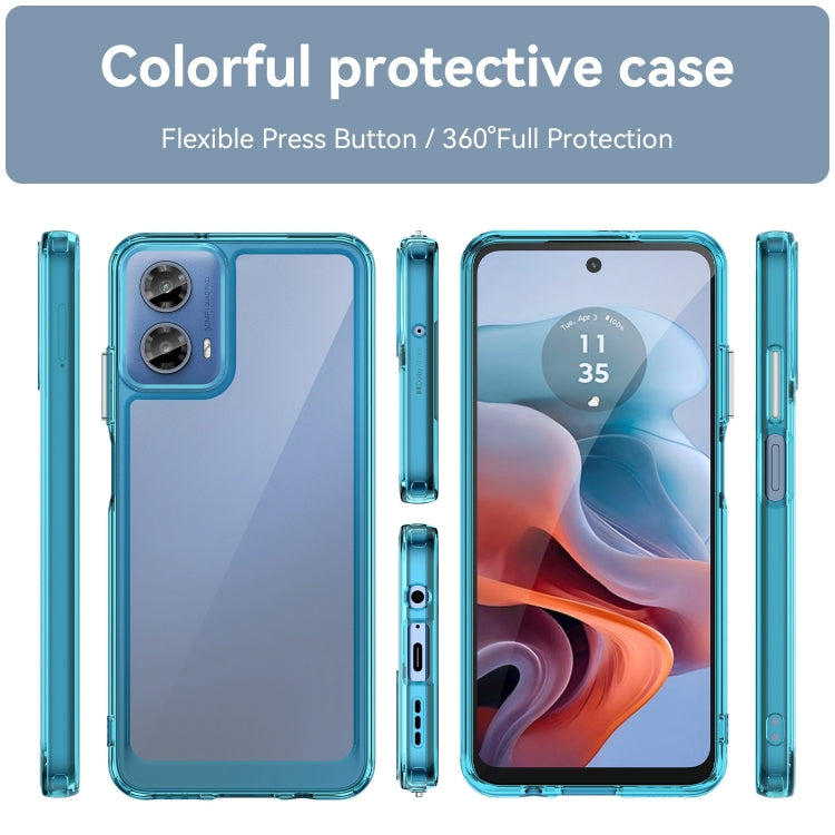 For Motorola Moto G34 Colorful Series Acrylic Hybrid TPU Phone Case(Transparent Blue) - Motorola Cases by PMC TechLife | Online Shopping South Africa | PMC TechLife | Buy Now Pay Later Mobicred