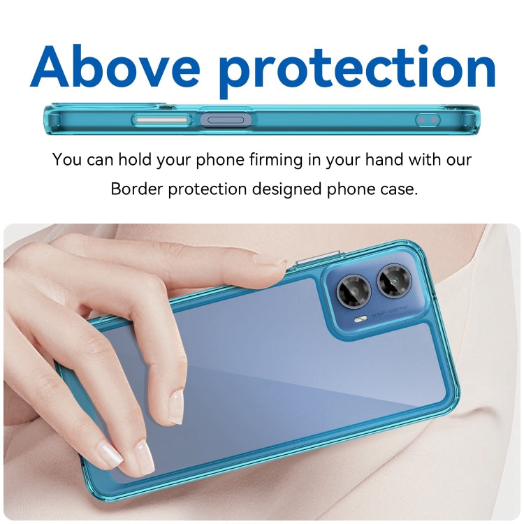 For Motorola Moto G34 Colorful Series Acrylic Hybrid TPU Phone Case(Transparent Blue) - Motorola Cases by PMC TechLife | Online Shopping South Africa | PMC TechLife | Buy Now Pay Later Mobicred