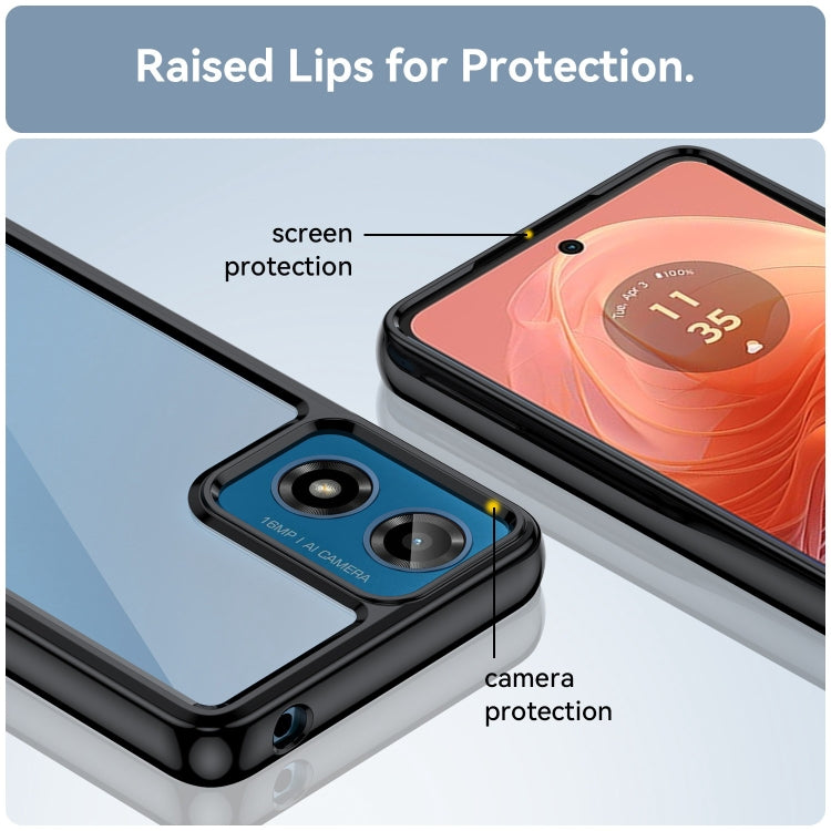 For Motorola Moto G04 Colorful Series Acrylic Hybrid TPU Phone Case(Black) - Motorola Cases by PMC TechLife | Online Shopping South Africa | PMC TechLife | Buy Now Pay Later Mobicred