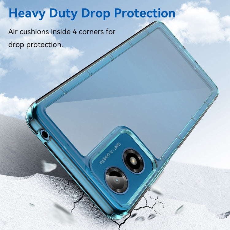 For Motorola Moto G04 Colorful Series Acrylic Hybrid TPU Phone Case(Transparent Blue) - Motorola Cases by PMC TechLife | Online Shopping South Africa | PMC TechLife | Buy Now Pay Later Mobicred