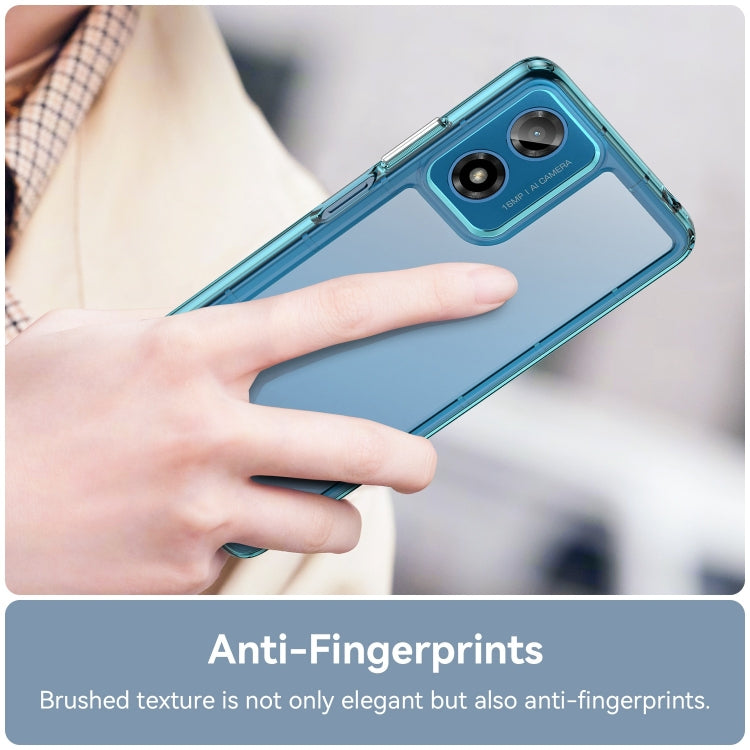 For Motorola Moto G04 Colorful Series Acrylic Hybrid TPU Phone Case(Transparent Blue) - Motorola Cases by PMC TechLife | Online Shopping South Africa | PMC TechLife | Buy Now Pay Later Mobicred