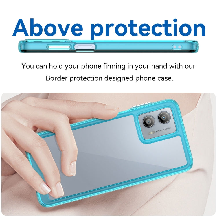 For Motorola Moto G53 5G Colorful Series Acrylic Hybrid TPU Phone Case(Transparent Blue) - Motorola Cases by PMC TechLife | Online Shopping South Africa | PMC TechLife | Buy Now Pay Later Mobicred