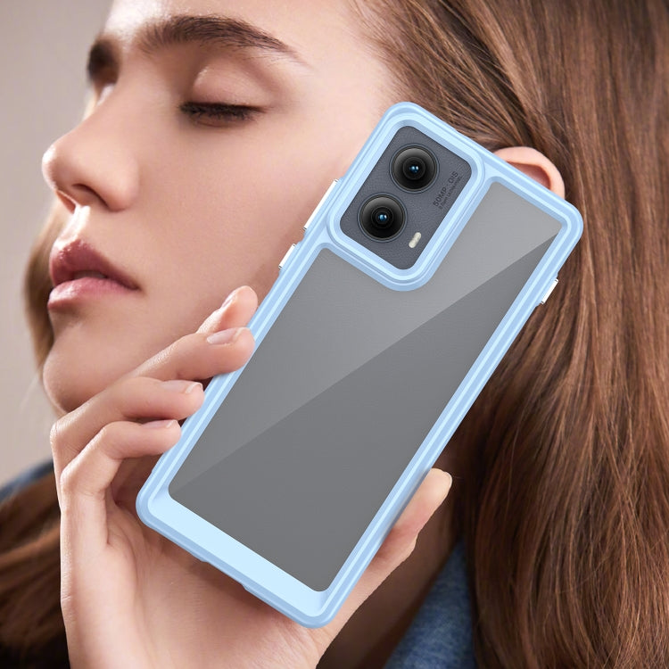 For Motorola Edge 2024 Colorful Series Acrylic Hybrid TPU Phone Case(Blue) - Motorola Cases by PMC Jewellery | Online Shopping South Africa | PMC Jewellery | Buy Now Pay Later Mobicred