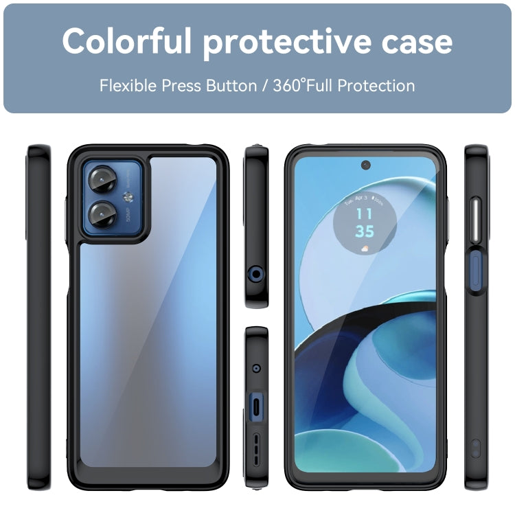 For Motorola Moto G14 Colorful Series Acrylic Hybrid TPU Phone Case(Black) - free shipping - PMC TechLife - Order now!