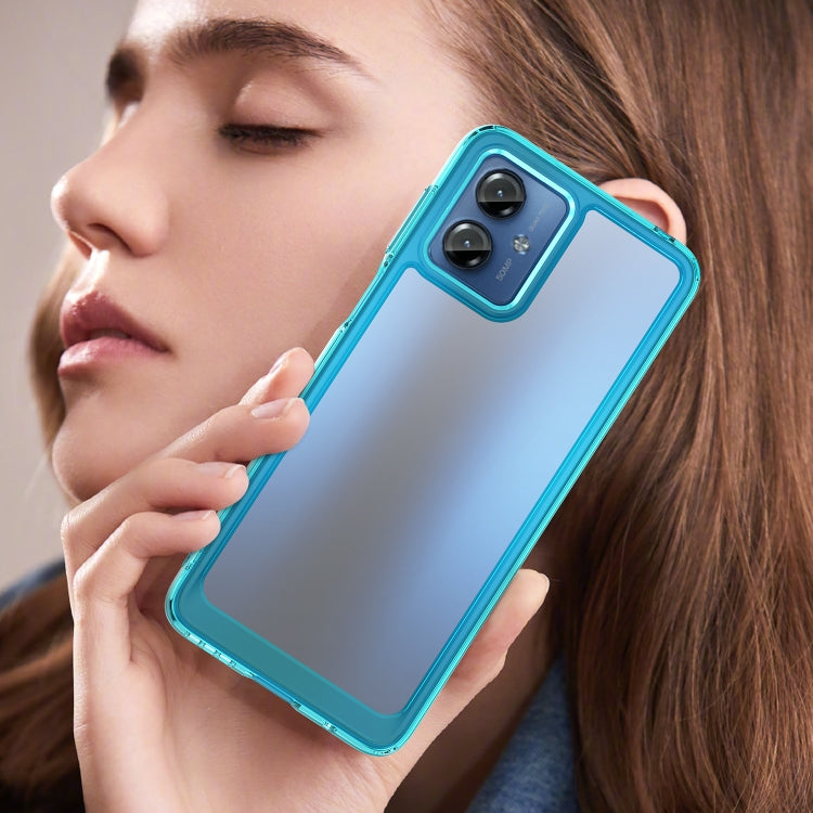 For Motorola Moto G14 Colorful Series Acrylic Hybrid TPU Phone Case(Transparent Blue) - free shipping - PMC TechLife - Order now!