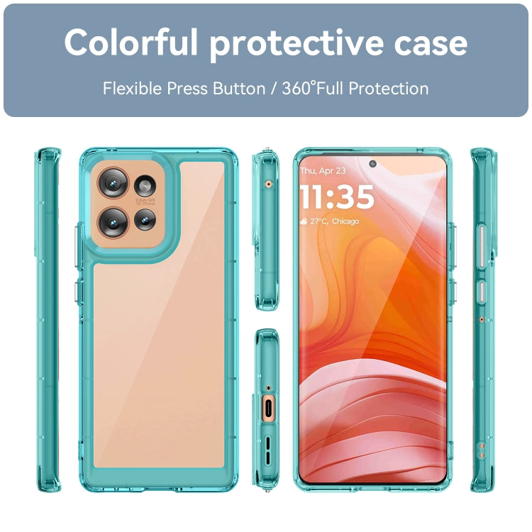 For Motorola Edge 50 Colorful Series Acrylic Hybrid TPU Phone Case(Transparent Blue) - free shipping - PMC TechLife - Order now!