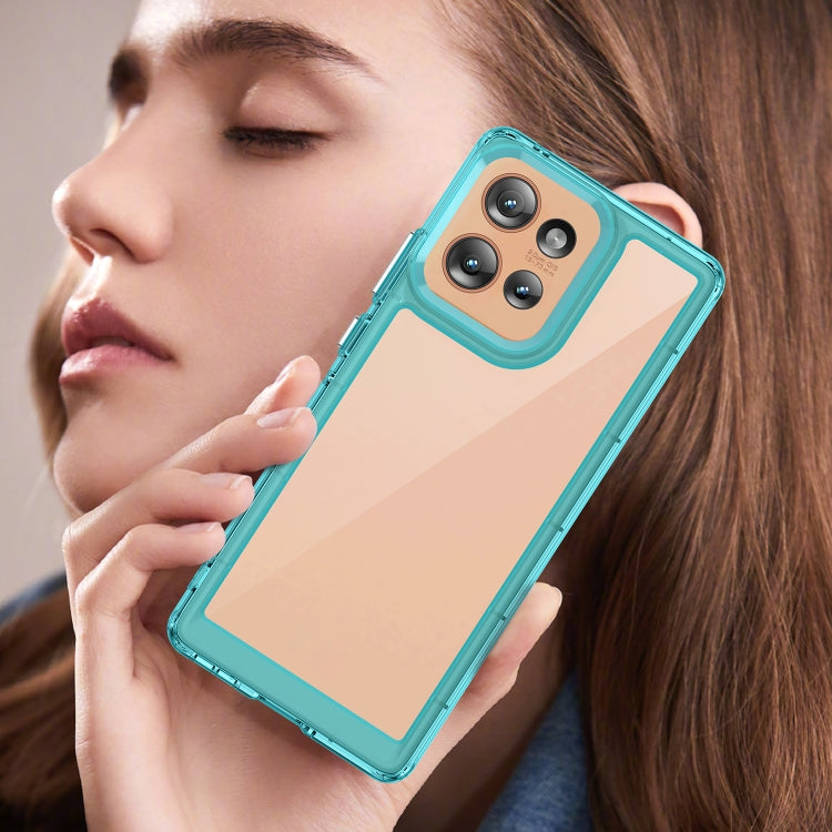 For Motorola Edge 50 Colorful Series Acrylic Hybrid TPU Phone Case(Transparent Blue) - free shipping - PMC TechLife - Order now!