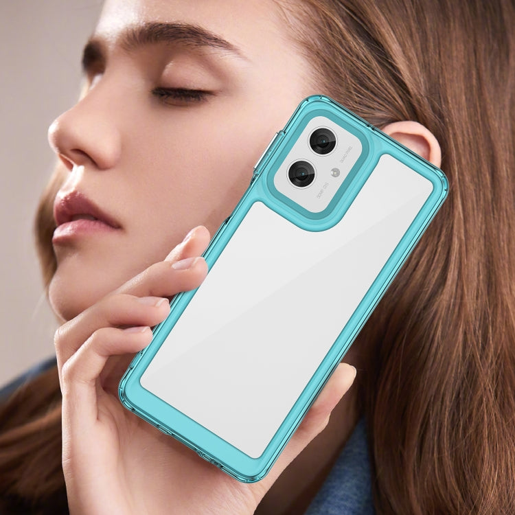 For Motorola Moto G55 5G Colorful Series Acrylic Hybrid TPU Phone Case(Transparent Blue) - free shipping - PMC TechLife - Order now!