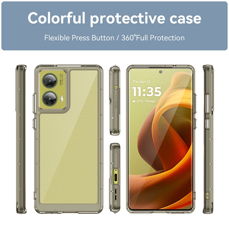 For Motorola Moto G85 Colorful Series Acrylic Hybrid TPU Phone Case(Transparent Grey) - free shipping - PMC TechLife - Order now!