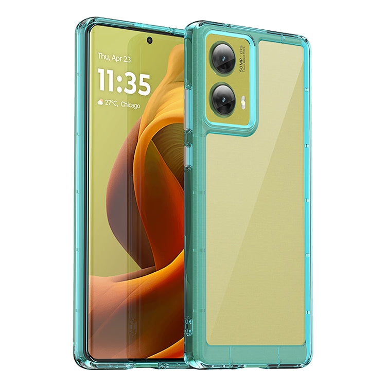 For Motorola Moto G85 Colorful Series Acrylic Hybrid TPU Phone Case(Transparent Blue) - free shipping - PMC TechLife - Order now!