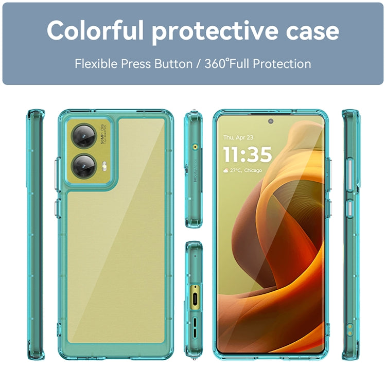 For Motorola Moto G85 Colorful Series Acrylic Hybrid TPU Phone Case(Transparent Blue) - free shipping - PMC TechLife - Order now!