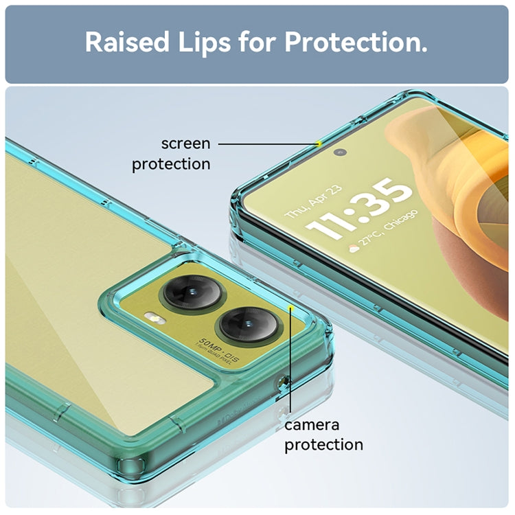 For Motorola Moto G85 Colorful Series Acrylic Hybrid TPU Phone Case(Transparent Blue) - free shipping - PMC TechLife - Order now!
