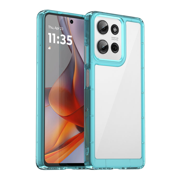 For Motorola Moto G75 5G Colorful Series Acrylic Hybrid TPU Phone Case(Transparent Blue) - free shipping - PMC TechLife - Order now!