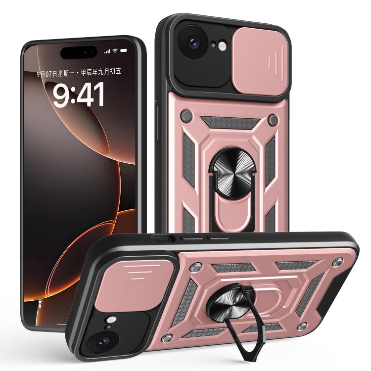 For iPhone 16e Sliding Camera Cover Design TPU+PC Phone Case(Rose Gold) - iPhone 16e Cases by PMC TechLife | Online Shopping South Africa | PMC TechLife | Buy Now Pay Later Mobicred
