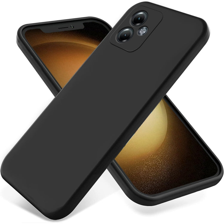 For Motorola Moto G14 Pure Color Liquid Silicone Shockproof Phone Case(Black) - Motorola Cases by PMC TechLife | Online Shopping South Africa | PMC TechLife | Buy Now Pay Later Mobicred
