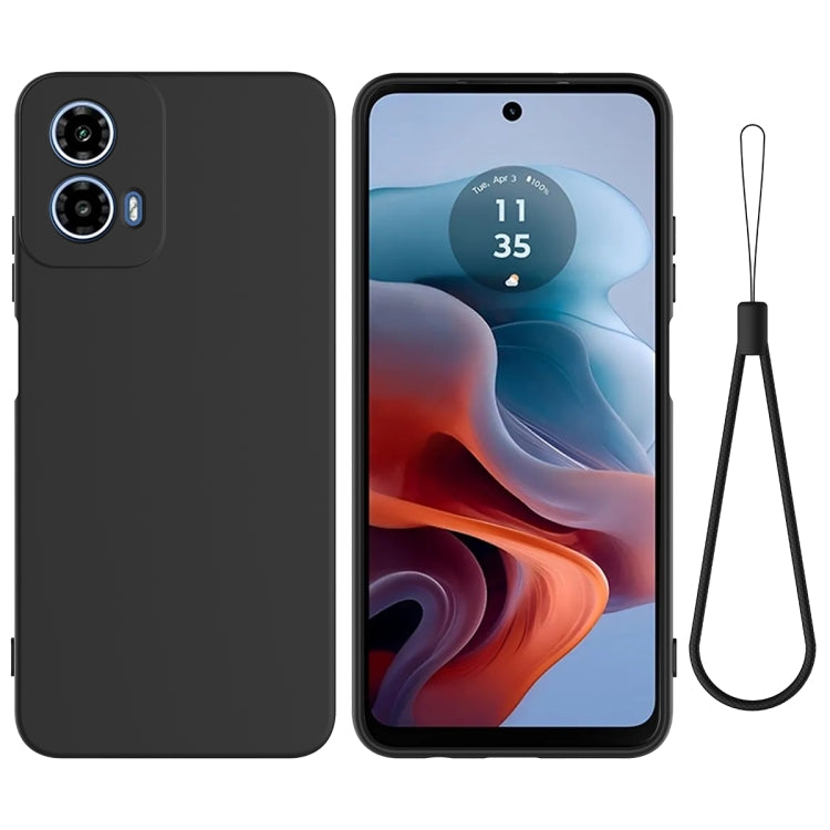 For Motorola Moto G34 Pure Color Liquid Silicone Shockproof Phone Case(Black) - Motorola Cases by PMC TechLife | Online Shopping South Africa | PMC TechLife | Buy Now Pay Later Mobicred