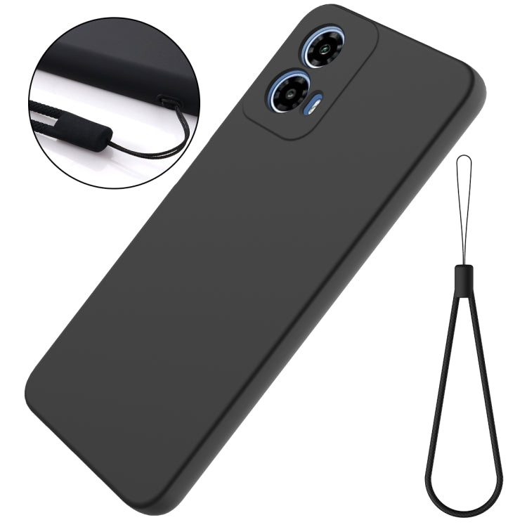 For Motorola Moto G34 Pure Color Liquid Silicone Shockproof Phone Case(Black) - Motorola Cases by PMC TechLife | Online Shopping South Africa | PMC TechLife | Buy Now Pay Later Mobicred