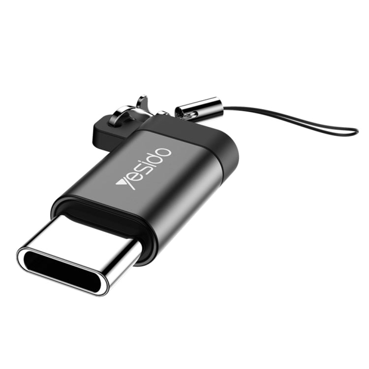 Yesido GS04 Type-C to Micro USB Mini Connector Adapter with Keychain(Black) - free shipping - PMC Jewellery - Order now!