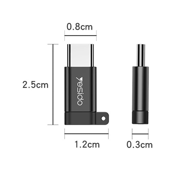 Yesido GS04 Type-C to Micro USB Mini Connector Adapter with Keychain(Black) - free shipping - PMC Jewellery - Order now!