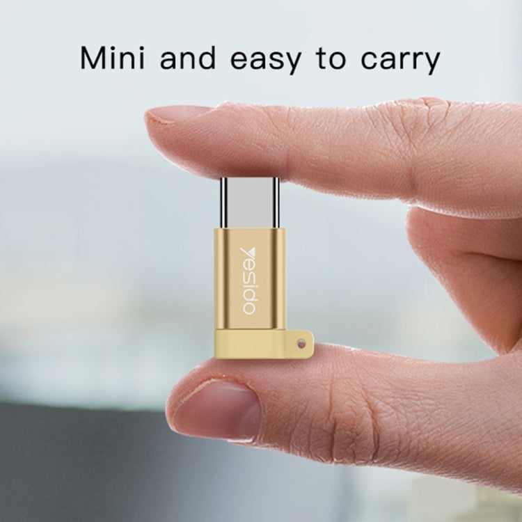 Yesido GS04 Type-C to Micro USB Mini Connector Adapter with Keychain(Black) - free shipping - PMC Jewellery - Order now!