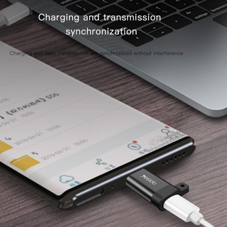 Yesido GS04 Type-C to Micro USB Mini Connector Adapter with Keychain(Black) - free shipping - PMC Jewellery - Order now!