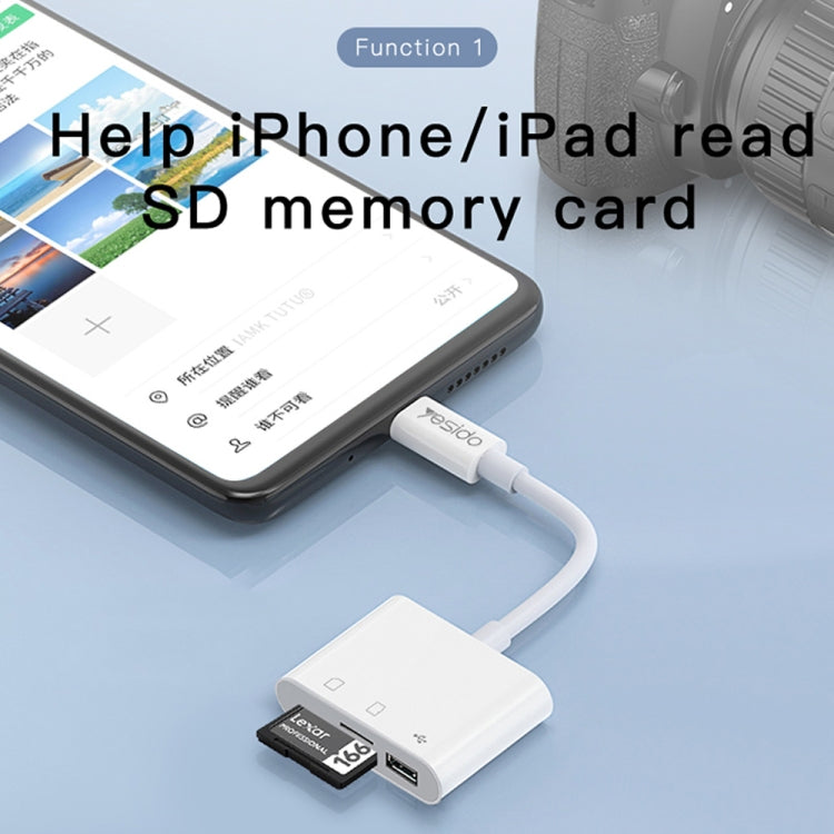 Yesido GS11 2 in 1 Multi-Function TF Card + SD Card to 8 Pin Converter Adapter(White) - free shipping - PMC Jewellery - Order now!