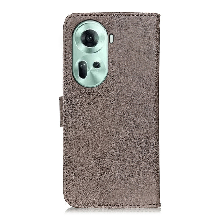 For OPPO Reno11 5G Global KHAZNEH Cowhide Texture Flip Leather Phone Case(Khaki) - Reno11 Cases by PMC TechLife | Online Shopping South Africa | PMC TechLife | Buy Now Pay Later Mobicred
