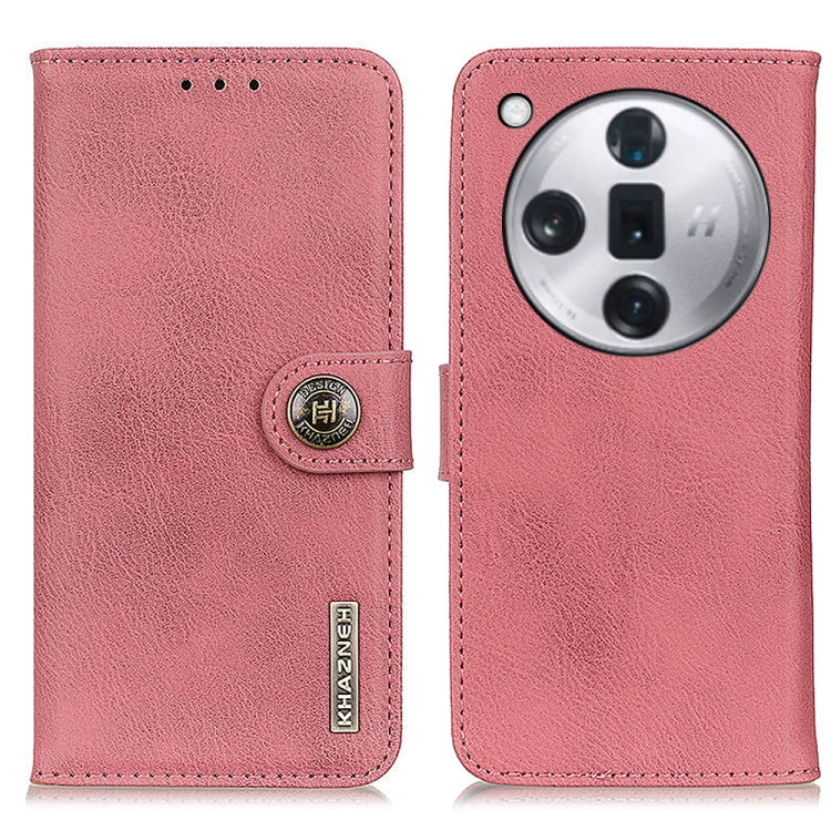 For OPPO Find X7 Pro / Find X7 Ultra KHAZNEH Cowhide Texture Flip Leather Phone Case(Pink) - Find X7 Ultra Cases by PMC TechLife | Online Shopping South Africa | PMC TechLife | Buy Now Pay Later Mobicred