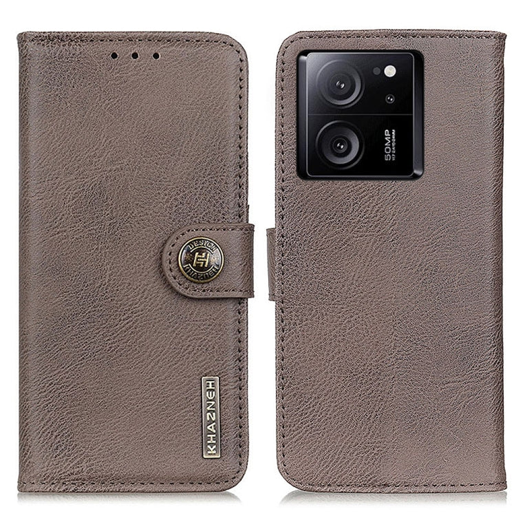 For Xiaomi 13T 5G / Redmi K60 Ultra 5G KHAZNEH Cowhide Texture Flip Leather Phone Case(Khaki) - free shipping - PMC TechLife - Order now!