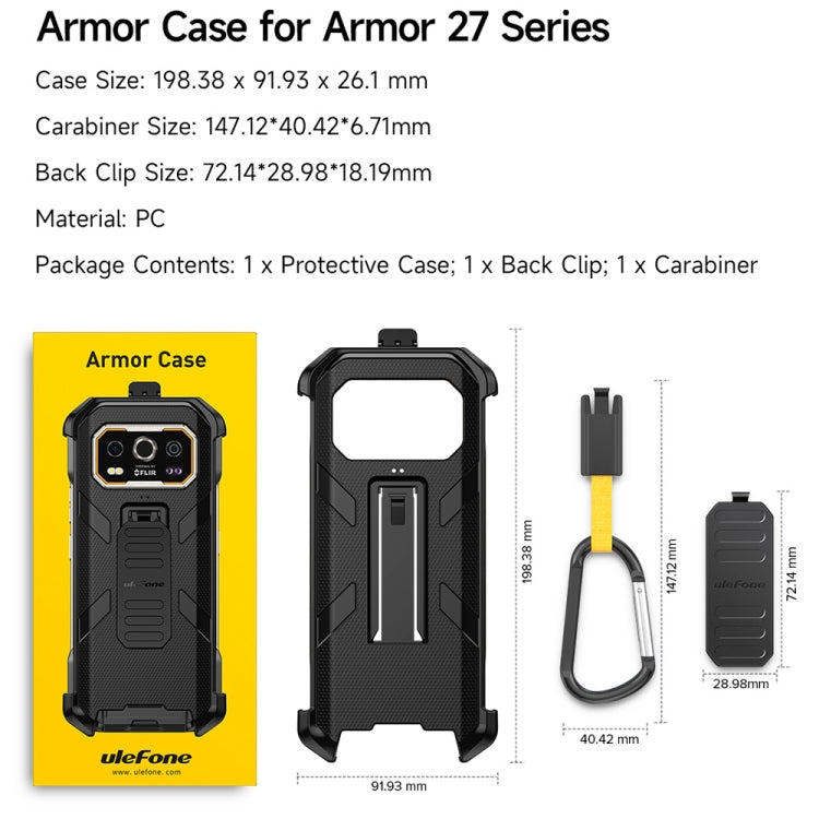 For Ulefone Armor 27 / 27 Pro / 27T / 27T Pro Ulefone Back Clip Phone Case with Carabiner(Black) - free shipping - PMC Jewellery - Order now!